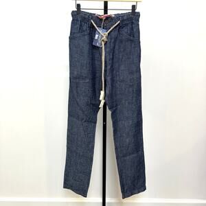 Dr. Collector's P38 Denim Linen Green Cast Rinse Pants Small NEW Relaxed Belted